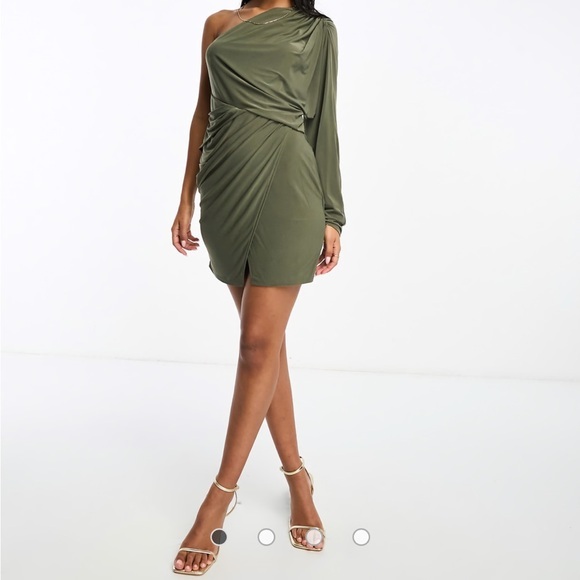 ASOS Green Cowl Neck Dolman Sleeve Dress - Picture 1 of 6